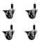 Service Caster 3'' Maroon Poly Swivel 1-1/4'' Expanding Stem Caster Set with Brake, 4PK SCC-EX20S314-PPUB-MRN-PLB-114-4 - alternate 1